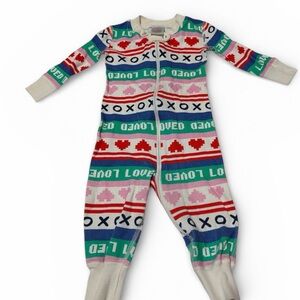 Hanna Andersson Organic Cotton Zip Pajamas | Hearts XOXO | 6–12M